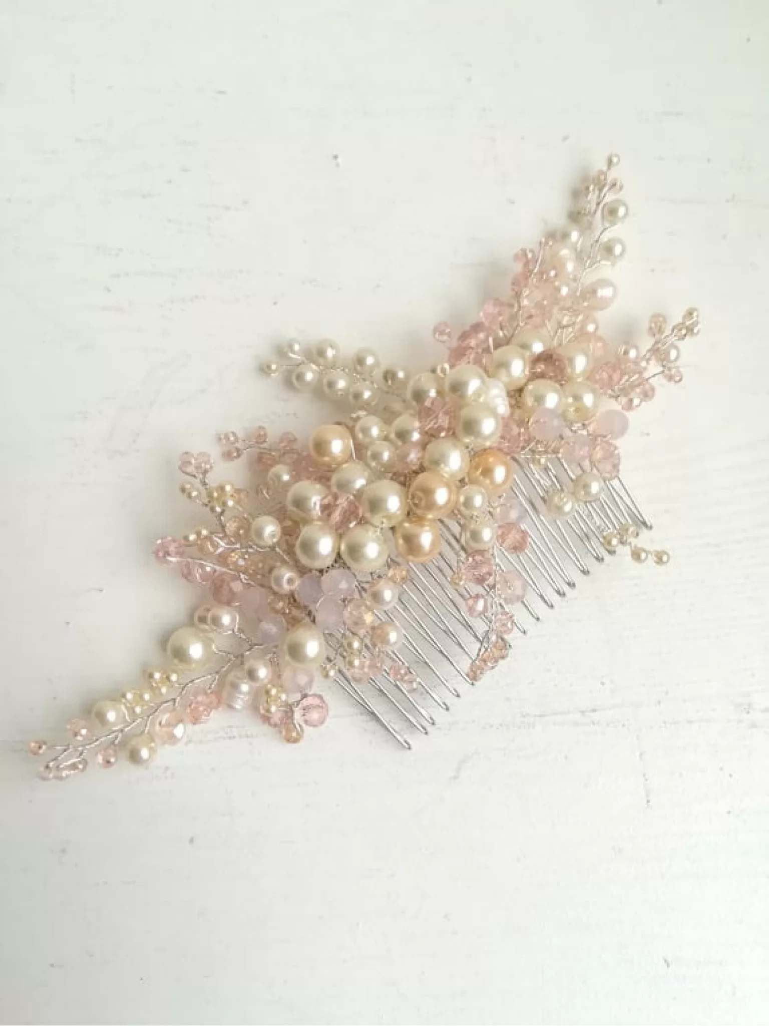 Luxury Bridal Hair Comb with Swarovski Crystals and Pearls - Kiss of Tenderness Luxury Bridal Hair Comb with Swarovski Crystals and Pearls - Kiss of Tenderness