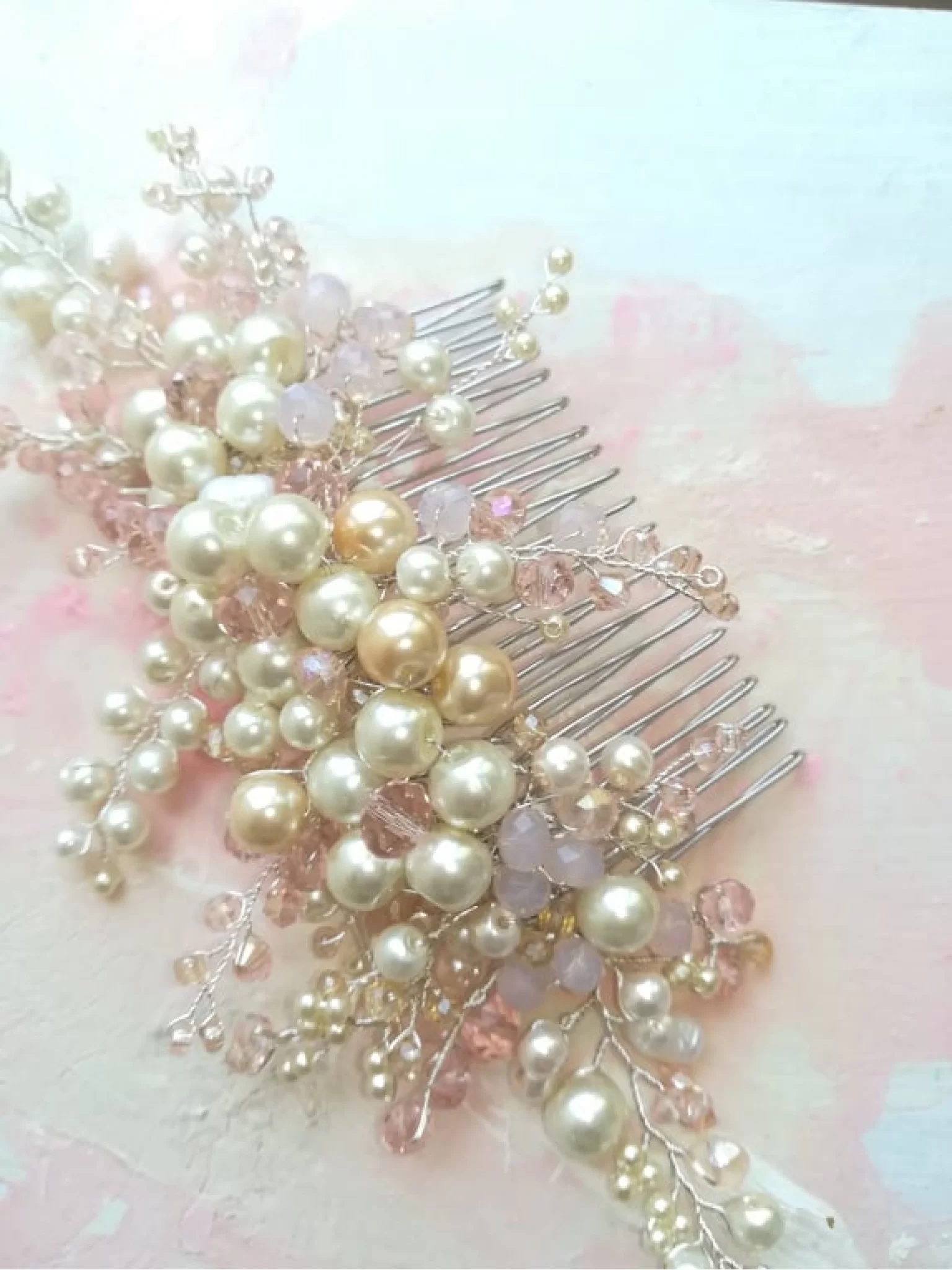 Luxury Bridal Hair Comb with Swarovski Crystals and Pearls - Kiss of Tenderness Luxury Bridal Hair Comb with Swarovski Crystals and Pearls - Kiss of Tenderness