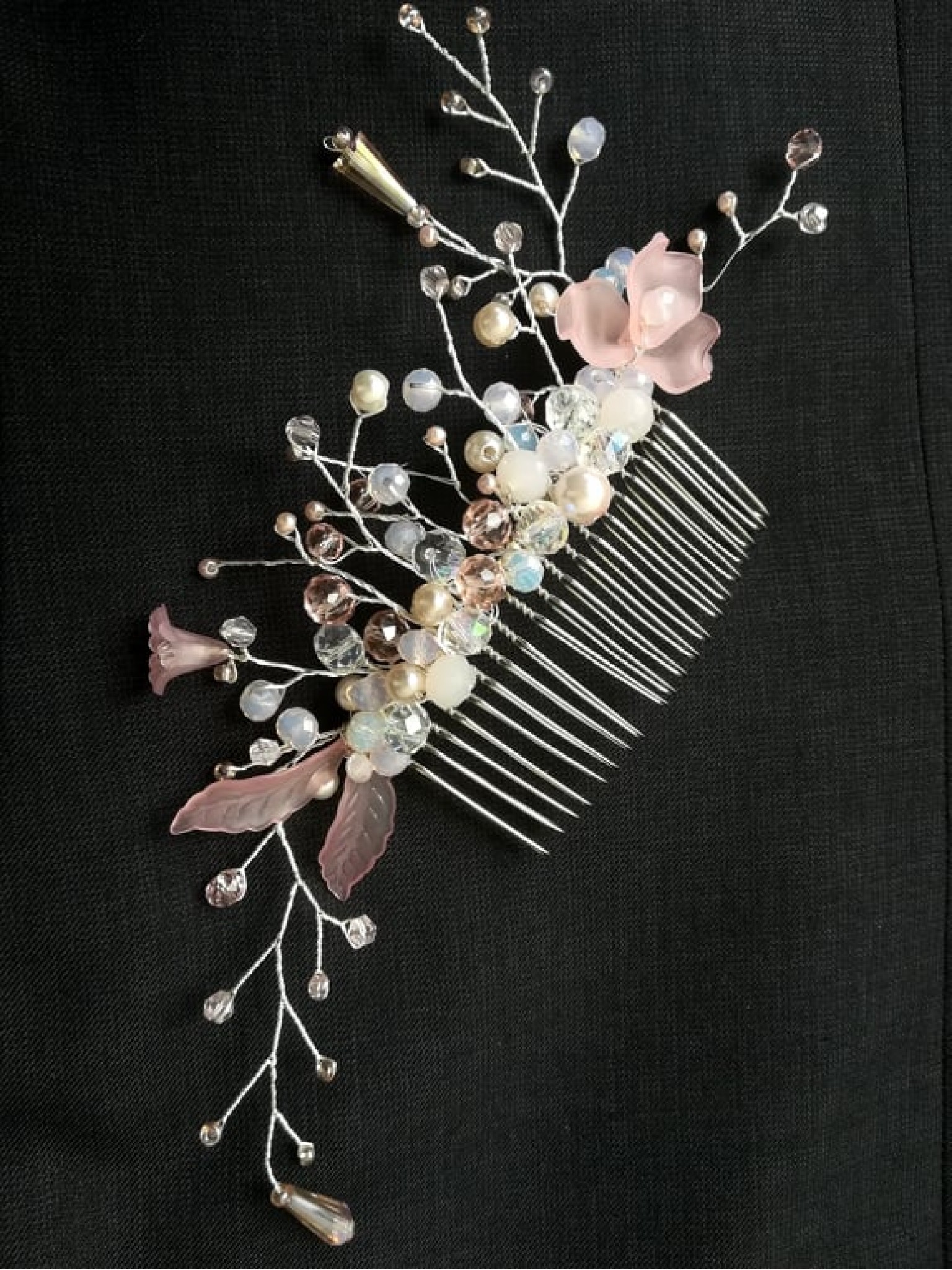 Lovely Pink Floral Bridal Hair Comb - Sakura Blossom Lovely Pink Floral Bridal Hair Comb - Sakura Blossom