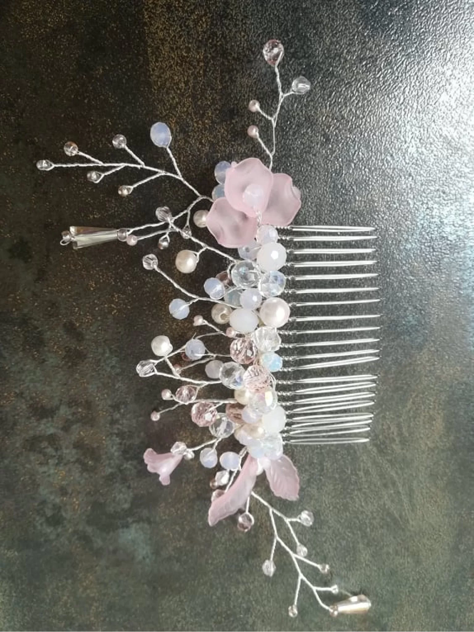 Lovely Pink Floral Bridal Hair Comb - Sakura Blossom Lovely Pink Floral Bridal Hair Comb - Sakura Blossom