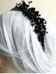 Elegant Black Tiara with Crystals and Leaves - Goddess of Night Elegant Black Tiara with Crystals and Leaves - Goddess of Night