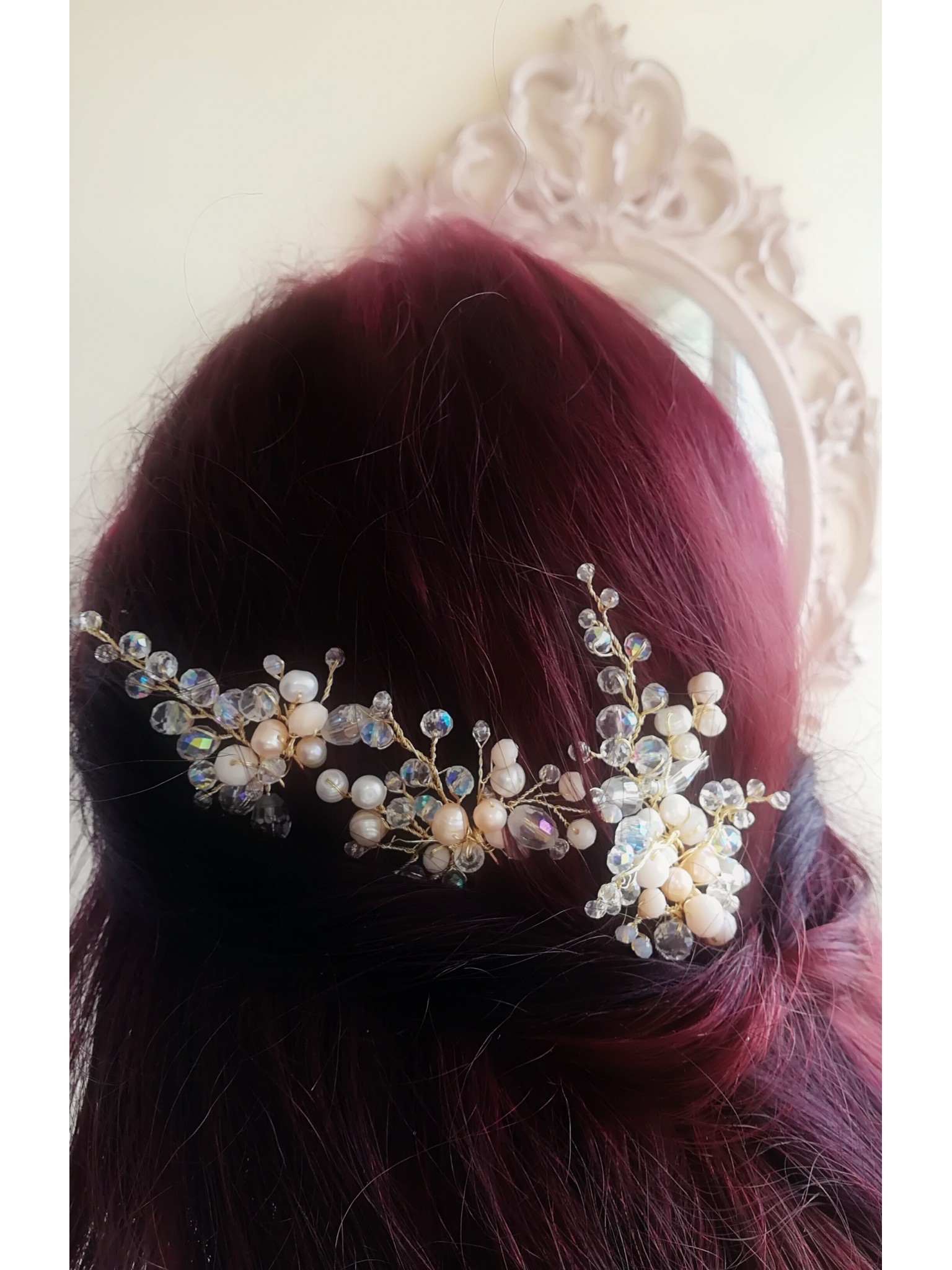 Elegant Peach Bridal Hair Pins set of 3 - Stunning Tenderness Elegant Peach Bridal Hair Pins set of 3 - Stunning Tenderness