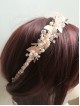 Stylish Rose Gold and Peach Tiara with Crystals and Leaves - Rose Gold Deluxe Stylish Rose Gold and Peach Tiara with Crystals and Leaves - Rose Gold Deluxe