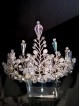  Gentle White Bridal Crown with Crystals and Leaves - Goddess of Mist