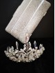  Gentle White Bridal Crown with Crystals and Leaves - Goddess of Mist