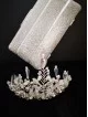 Gentle White Bridal Crown with Crystals and Leaves - Goddess of Mist Gentle White Bridal Crown with Crystals and Leaves - Goddess of Mist